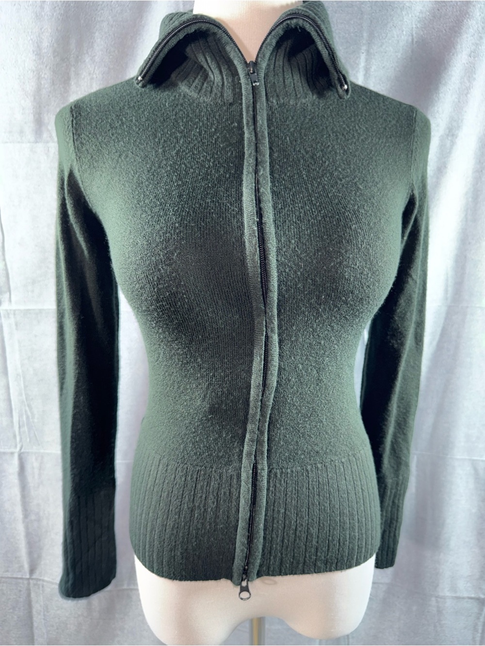 3173-Mossimo Supply Co. Forest Green Zip-Up Cardigan